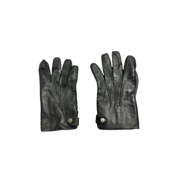 Coach Men's Nappa Black Leather Gloves 100% Cashmere‎ Lined XL X-Large - Picture 1 of 7